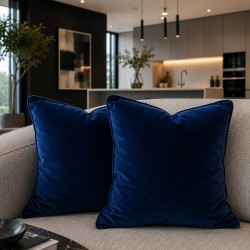 Navy Blue Velvet Cushions | Plain Blue Velvet Scatter Cushions
