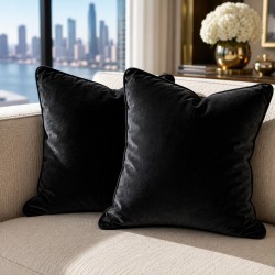 Black Velvet Scatter Cushions | Plain Black Velvet Pillows
