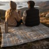 Portable Padded Travel Blanket with Carry Handle Grey Tartan
