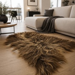 Brauner isländischer Schaffell-Teppich, natürliches braunes isländisches Schaffell
