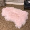 Tapis en peau de mouton tibétain rose pâle | Tapis en peau de mouton à poils bouclés