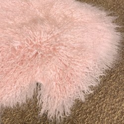 Pale Pink Tibetan Sheepskin Rug | Curly Haired Sheepskin Rug